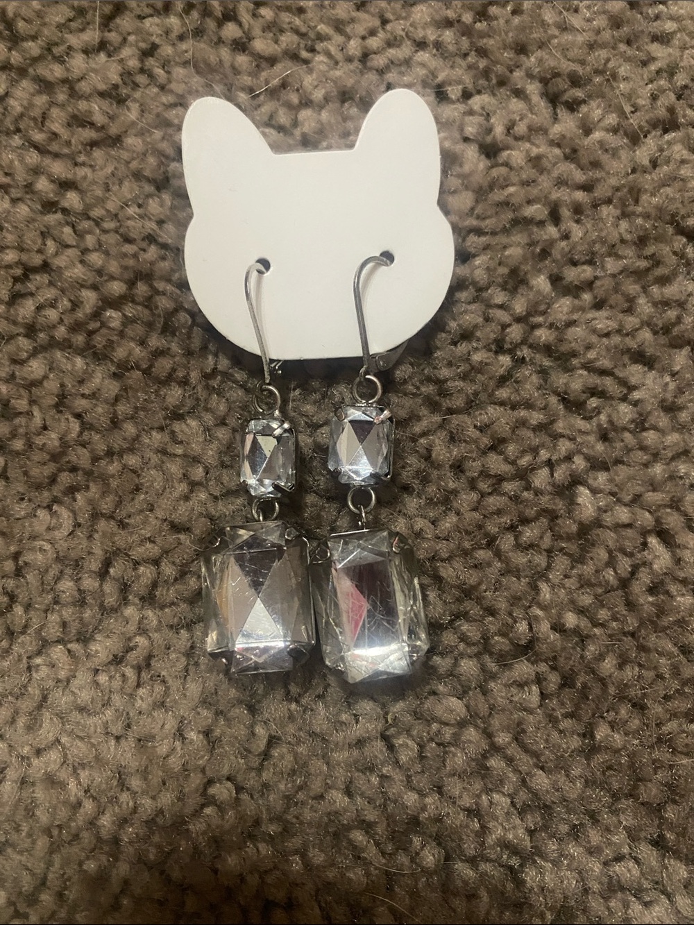 Silver Crystal Drop Earrings - Women Jewelry